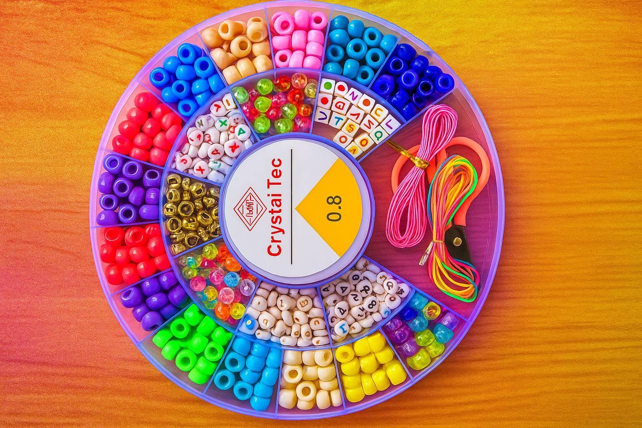 Дитячий набір для творчості створення шарм-браслетів із фурнітурою, Набір із бісеру та намистин номер 87