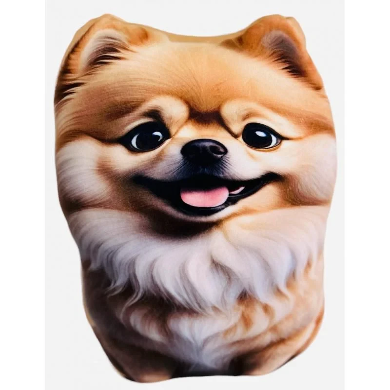 🧡Подушка собака з реалістичним 3D принтом Шпіц 36см М'яка іграшка песик антистрес, фото 1