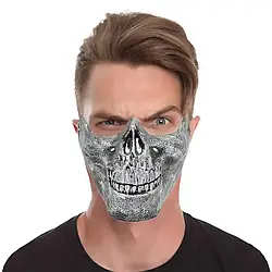 Полумаска "Череп" (срібло) – карнавальна маска на Хелловін