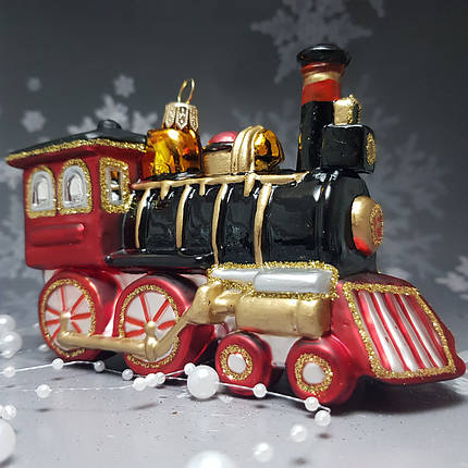 Скляна ялинкова іграшка Паротяг великий Impuls. асортимент як Irena, Komozja, фото 1