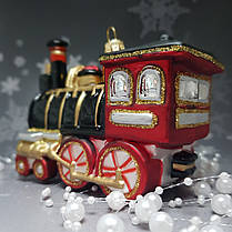 Скляна ялинкова іграшка Паротяг великий Impuls. асортимент як Irena, Komozja, фото 4