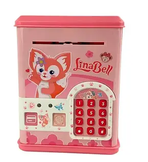 Інтерактивна скарбничка для дітей із купюроприймачем, Сейф-копилка "LinaBell" з відбитком пальця, фото 1