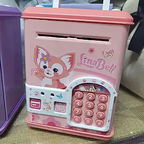 Інтерактивна скарбничка для дітей із купюроприймачем, Сейф-копилка "LinaBell" з відбитком пальця, фото 2