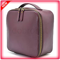 DD Бьюти кейс TARWA Eco Mod кожаная косметичка органайзер для косметики бордовая женская из натурально Dobro-A