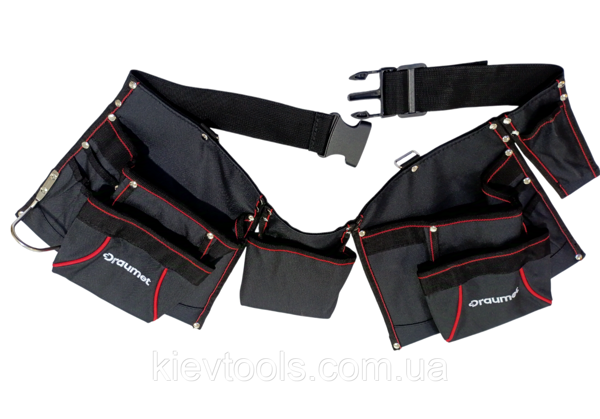 Пояс для інструментів полегшений DRAUMET 3785 (12 кишень + тримач молотка)