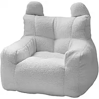 Дитяче плюшеве крісло, мʼяке крісло для дітей, з вушками та карманом, 48x52x34 см, білий