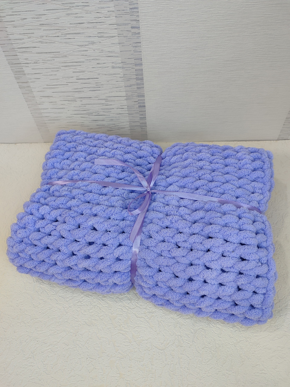 Плюшевий плед для немовляти ручної роботи, 80*80см, лавандовий, фото 1