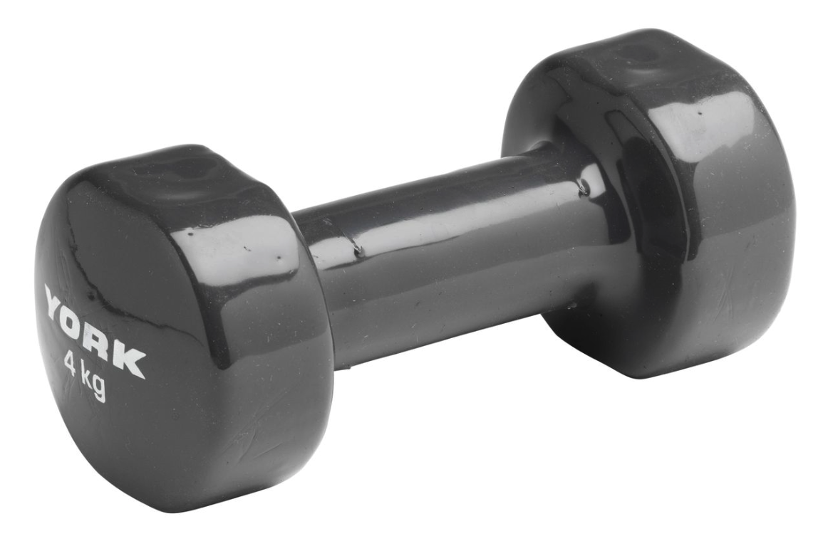 Гантеля для фітнесу вінілова кругла York Fitness 1х4 кг сірий, фото 1
