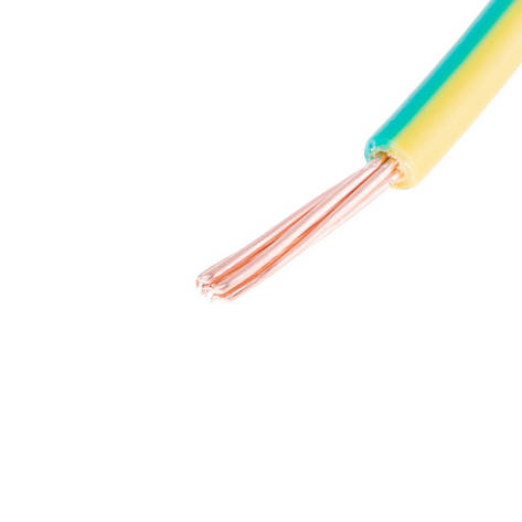Дріт багатожильний 1.5mm2 (16AWG, 7xD0.52 mm) жовто-зелений, 1 м, фото 1