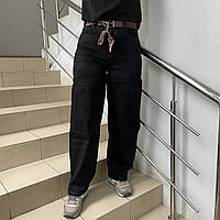 Джинси жіночі Baggy широкі стрейч завищена талія пояс 29 чорні