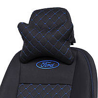Чехлы на сиденье Шевроле Такума (Chevrolet Tacuma) автоткань ромбами синяя строчка