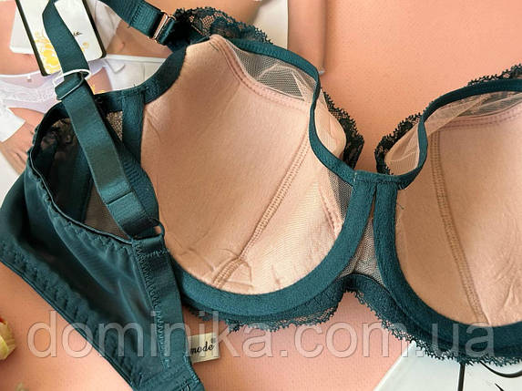 Мереживний бюстгальтер ліфчик м'який смарагдовий, фото 2