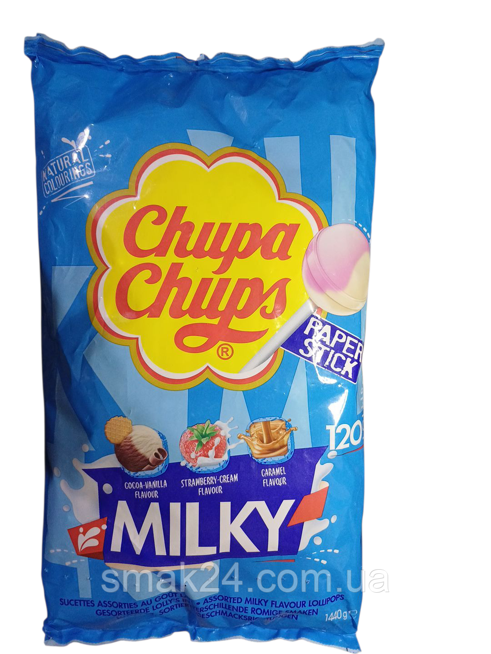 Цукерки на паличці три смаки Chupa Chups Milky 120шт 1440г Іспанія