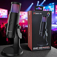 Мікрофон Xtrike ME XMC-03 для ПК та стриму з RGB підсвічуванням, Мікрофон ігровий, Мікрофон для стриму, чорний