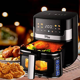 Аерофритюрниця сенсорна ZP-215 без масла аерогриль 8л з таймером та знімною чашею для дому 3500W