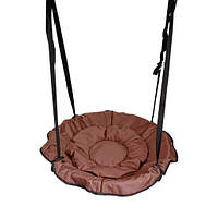 ❤️Кругле підвісне крісло-гойдалка діаметр 60 см до 150 кг гамак гніздо для дому 270895 Коричневий