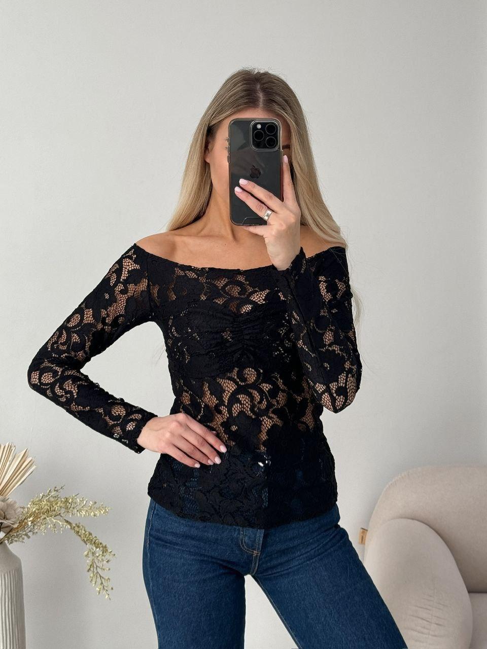 Лонгслів для милих дам "Гіпюр". Розміри: 42, 44, 46, фото 1