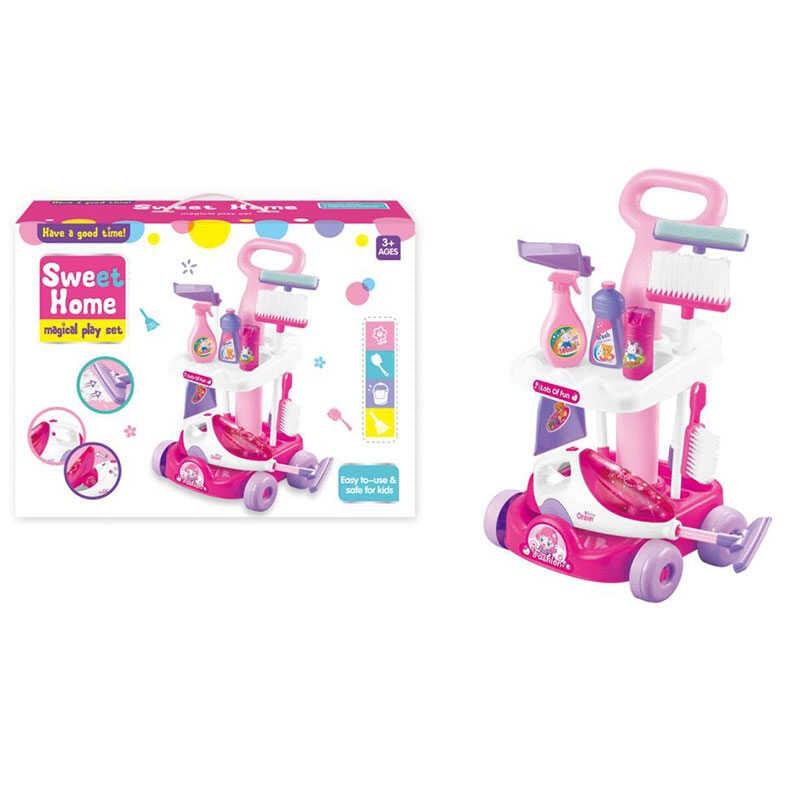 Дитячий ігровий набір прибирання із пилососом A 5928, на візку, з аксесуарами, фото 1
