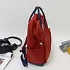 Стильний текстильний рюкзак. Вишневий з синім, фото 7