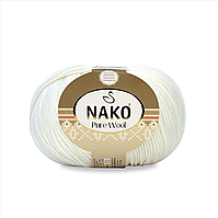 Nako Pure Wool (Нако Пур Вул) №00208 білий (Пряжа 100% вовна, нитки для в'язання)