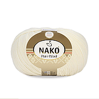 Nako Pure Wool (Нако Пур Вул) №02378 вершковий (Пряжа 100% вовна, нитки для в'язання)