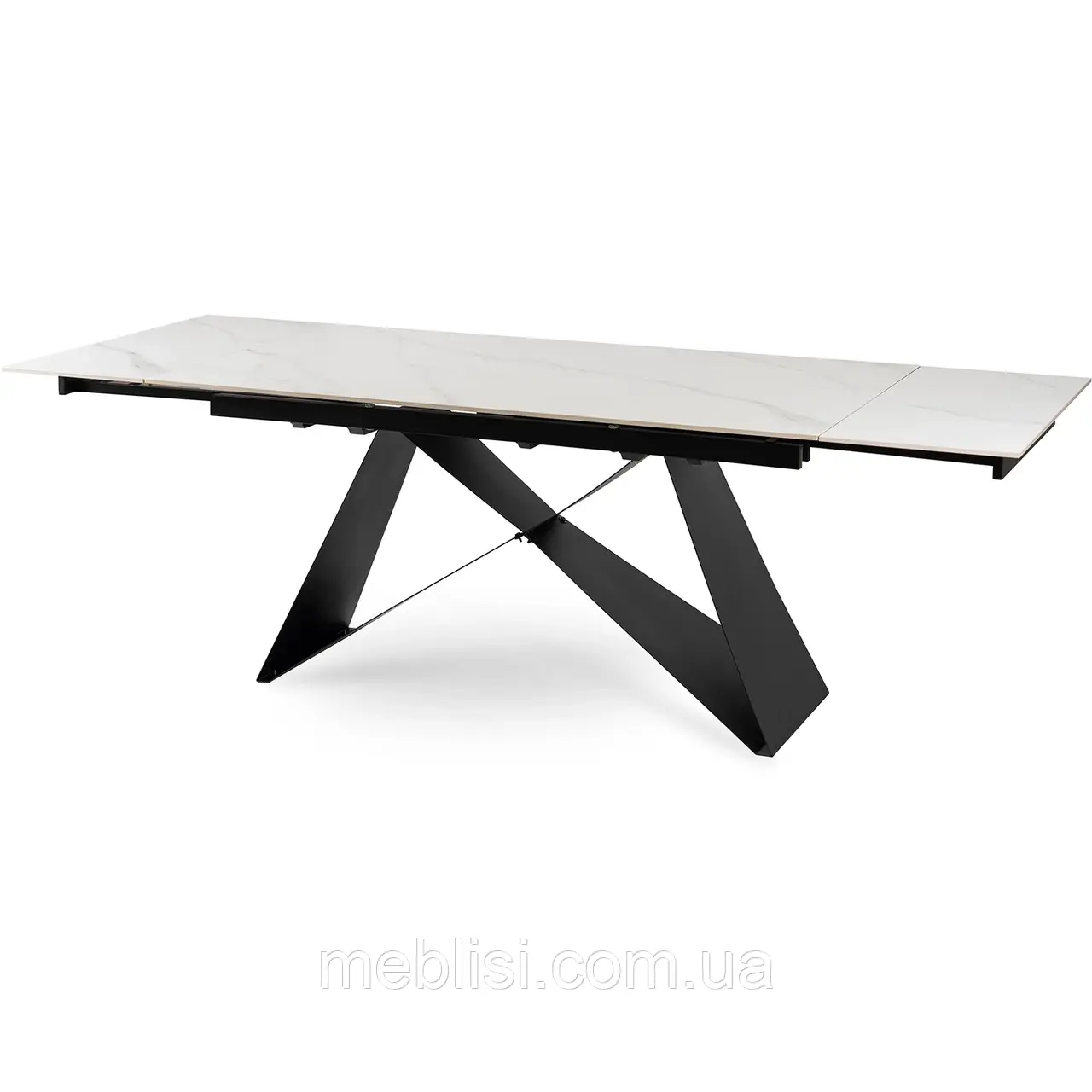 Розкладний стіл 160 VICTOR білий мармур / чорний 160(240)X90 кераміка (MEBEL ELIT) ME.VICTOR/B/S