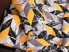 Сірий полуторний комплект із геометричним принтом 150*220 бавовняний із Бязі Gold Черешенька ТМ, фото 2