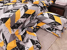 Сірий полуторний комплект із геометричним принтом 150*220 бавовняний із Бязі Gold Черешенька ТМ, фото 4