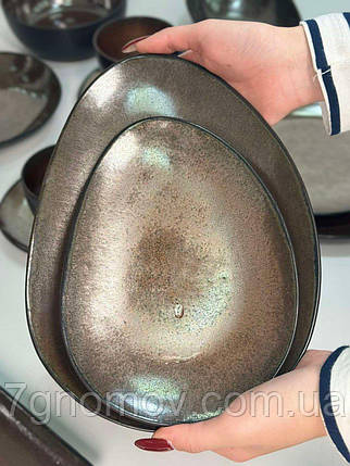 Тарілка керамічна овальна коричнева Копер 22 см арт. 101-0445, фото 1