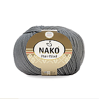 Nako Pure Wool (Нако Пур Вул) №11207 сірий (Пряжа 100% вовна, нитки для в'язання)