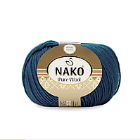 Nako Pure Wool (Нако Пур Вул) №10093 петроль (Пряжа 100% вовна, нитки для в'язання)