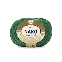 Nako Pure Wool (Нако Пур Вул) №12353 зелений (Пряжа 100% вовна, нитки для в'язання)