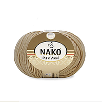 Nako Pure Wool (Нако Пур Вул) №00219 беж (Пряжа 100% вовна, нитки для в'язання)