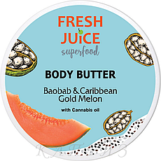 Крем-олія для тіла Fresh Juice Superfood Baobab & Caribbean Gold Melon з олією канабісу 225 мл