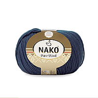 Nako Pure Wool (Нако Пур Вул) №02796 синій (Пряжа 100% вовна, нитки для в'язання)