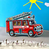 Дерев'яний сортер-головоломка (дерев'яна вкладка) "Ведмедики-пожежники" (ПСФ005), фото 2