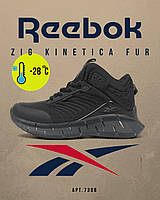 Чоловічі зимові високі термо кросівки Reebok Zig Kinetica, зимові непромокаючі чорні термо кросівки Рибок