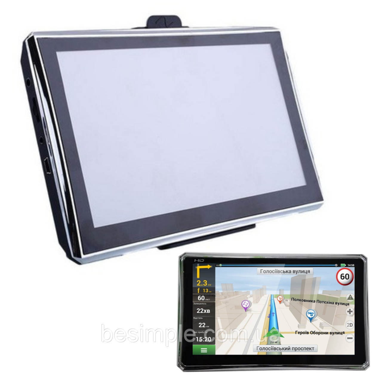 Автомобільний GPS навігатор, 256Мб RAM, 8ГБ, GPS7007 / Портативний навігатор / Навігатор в автомобіль, фото 1