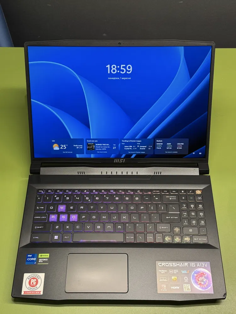 Б/в Ігровий ноутбук MSI Crosshair 16 HX 16" 1920x1200| i7-13620H| 16GB RAM| 1000GB SSD| RTX 4070 8GB