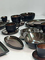 Тарілка керамічна овальна для подачі коричнева Копер 24 см арт. 101-0447, фото 4