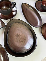 Тарілка керамічна овальна коричнева Копер 22 см арт. 101-0445, фото 2