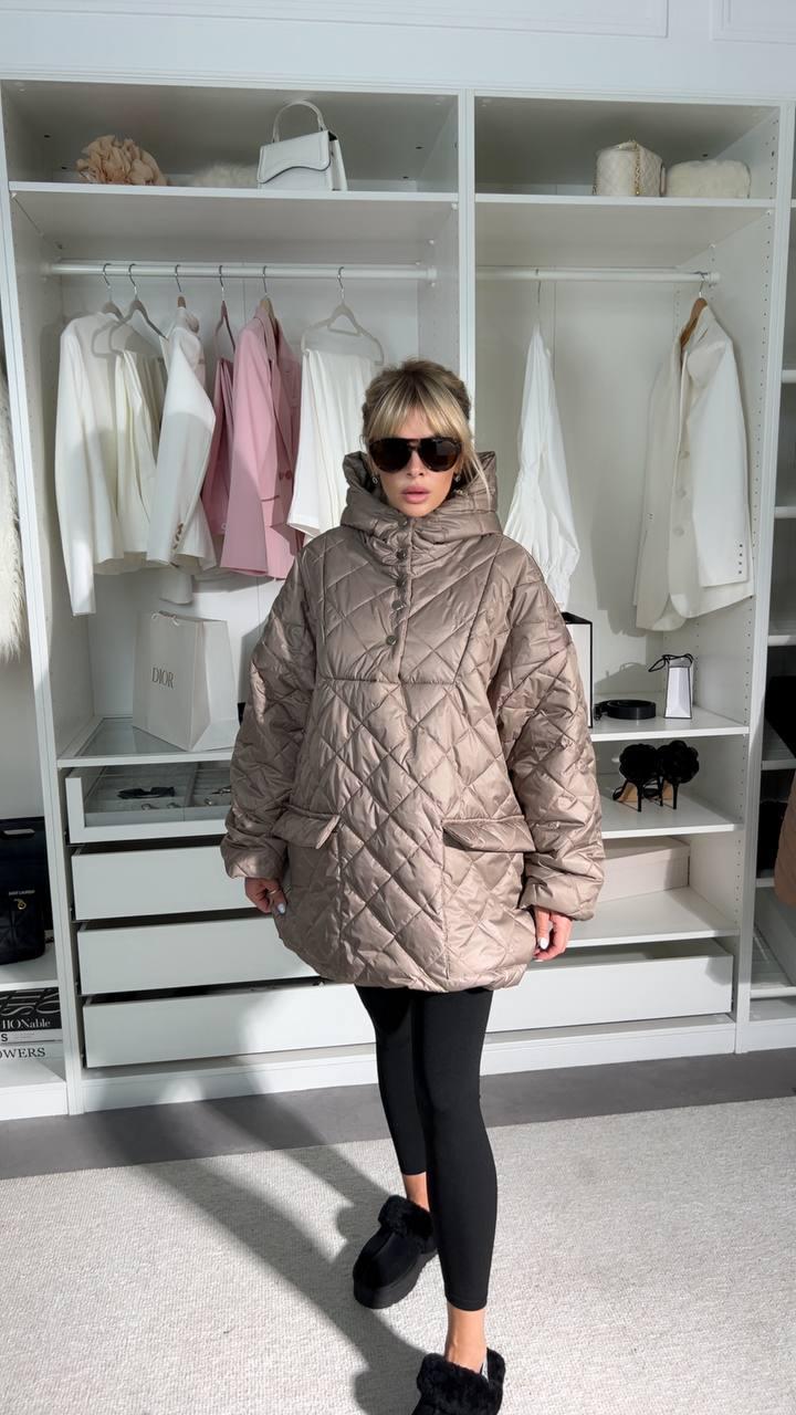 Жіноча куртка-анарак; Колір чорний білий моко; Розмір 42/48 ;, фото 1