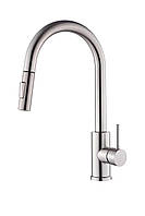 Змішувач для кухні з витяжною лійкою VBI FLUSSO NICKEL