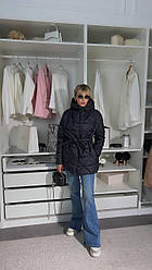 Жіноча куртка; Колір чорний бежевий пудра; Розмір 42/46 48/52 ;