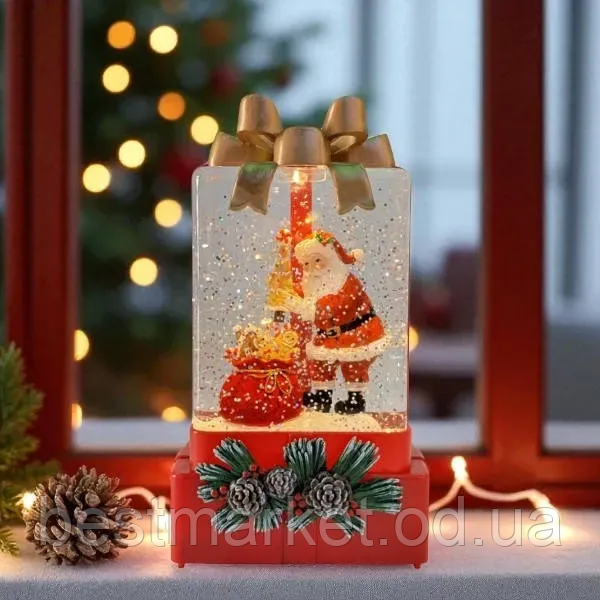 Новорічний світильник від батарейок Подарунок, 18х10х6 см, WDL-25010A/Норічний нічник/ Різдвяна лампа