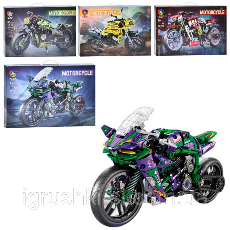 Конструктор "Мотоцикл", 4 види, від 435 до 467 деталей, фото 1