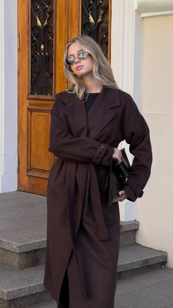 Жіноче кашемірове пальто демісезонне на запах, фото 1