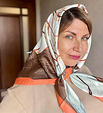 Шовкова хустка Крістел троянда  90*90 см коричневий, фото 5