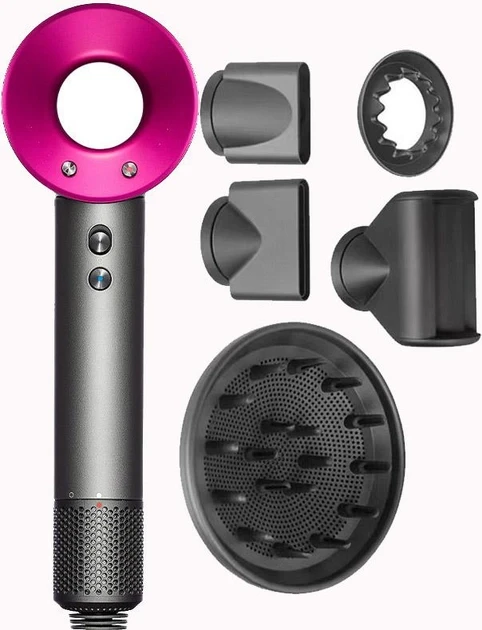 Фен стайлер для волосся 5 в 1 Premium Magic Hair 1600 Вт 5 насадок Рожевий