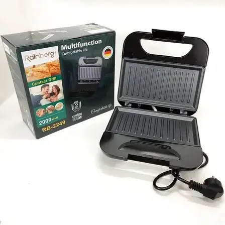 ОЧЕНКА! Гриль притискний Rainberg RB-2249, гриль для шаурми та стейків 1800 Вт (Трищина на корпусі 3083), фото 1
